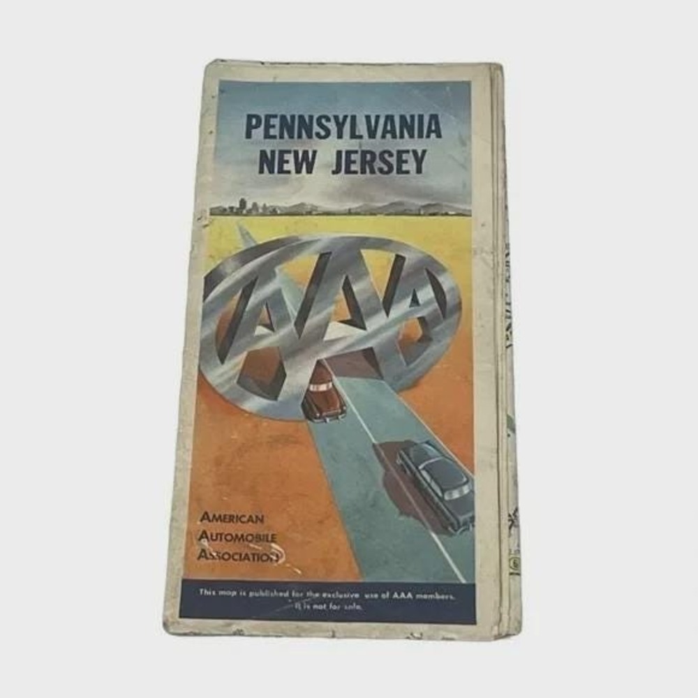 American Automobile Association AAA Pennsylvania New Jersey Vintage Map 1955-56